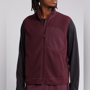 Zella Men's Large Burgundy High Pile Fleece Vest Nordstrom Activewear NWT
